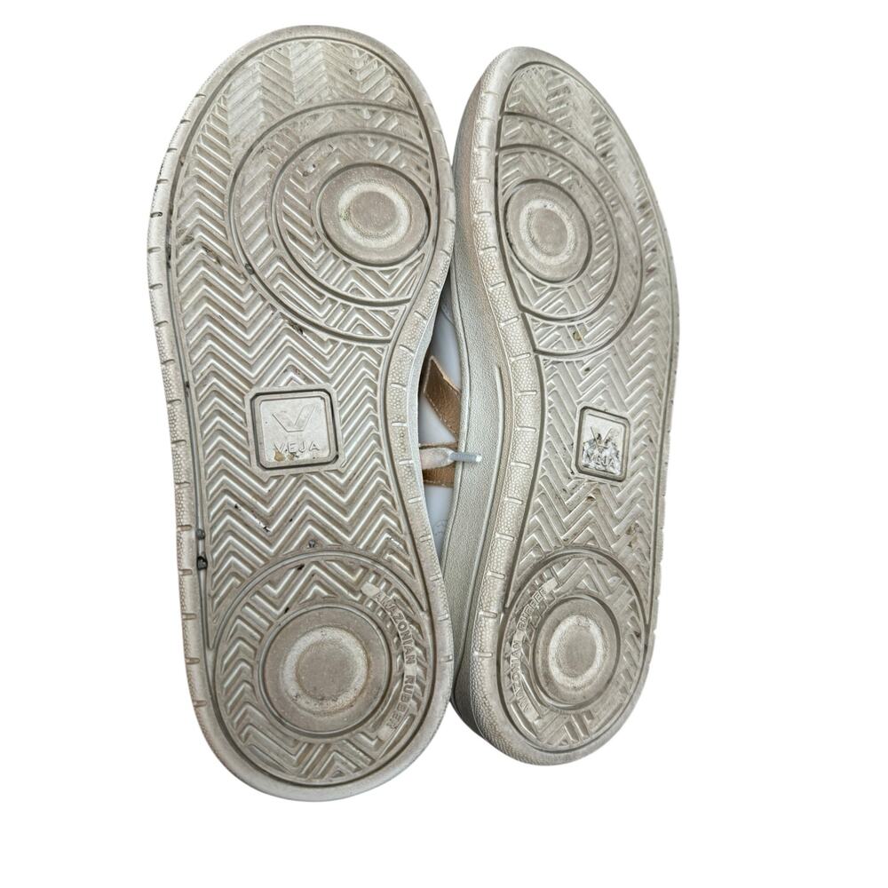 VEJA V-10 White Leather Sneakers Gold V Logo Silver Heel EUR 40 US 9 - Picture 7 of 8
